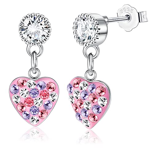 ORAZIO Ohrringe Silber 925 für Frauen Kinder Mädchen, Niedliche Schmetterling Herz Stern Blume Tropfen Ohrstecker Hängend Hypoallergene Bunte Cubic Zirkonia Ohrringe Baumeln Schmuck Geschenk von ORAZIO