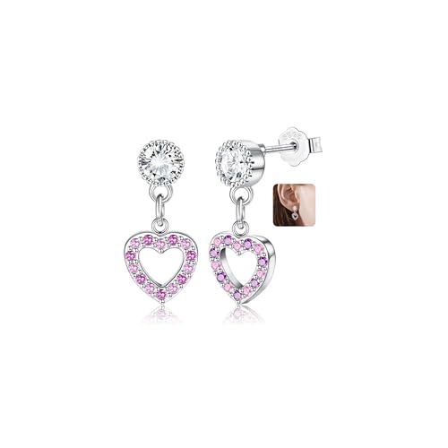 ORAZIO Ohrringe Silber 925 für Frauen Kinder Mädchen, Niedliche Schmetterling Herz Stern Blume Tropfen Ohrstecker Hängend Hypoallergene Bunte Cubic Zirkonia Ohrringe Baumeln Schmuck Geschenk von ORAZIO