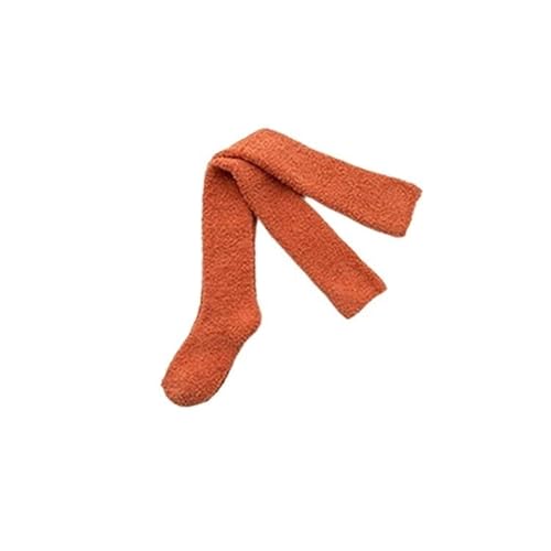 ORBIBA Coral-Fleece-Socken, 2 Stück, warm, dick, Korallen-Fleece-Socken, Damenstrümpfe, lässig, Oberschenkelhoch, Overknee-Socken, Mädchen, Damen, Damen, lange Kniestrümpfe, Orange, One size von ORBIBA