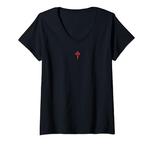 Damen KREUZ DES ST. JAMES ORDEN VON SANTIAGO T-Shirt mit V-Ausschnitt Damen KREUZ DES ST. JAMES ORDEN VON SANTIAGO T-Shirt mit V-Ausschnitt von ORDER OF SANTIAGO