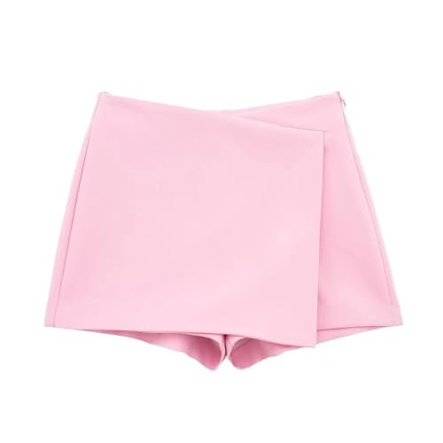 Kurze Röcke Für Damen - Modischer Asymmetrischer Bleistiftrock Im Koreanischen Stil Mit Hoher Taille Und Seitlichem Reißverschluss A-Linie Einfarbig Temperamentvolle Partykleidung Rosa Xs von ORDOBO