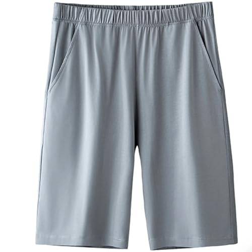 ORDOBO Pyjamahose Für Herren - Mit Tasche Baumwolle Sommer Kurze Hosen Hohe Taille Einfarbig Große Größe Koreanischen Stil Dünne Hosen Mit Weitem Bein Kleidung,Grau,XL von ORDOBO
