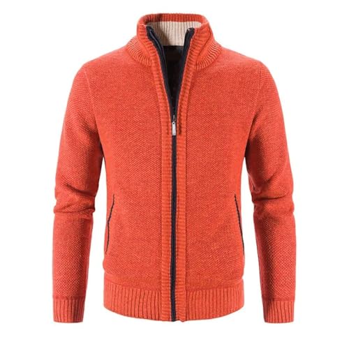 Strickjacke Für Herren - Herbst-Winter-Strickpullover Für Herren, Elegant, Dünn, Strickjacke, Lässig, Strickmantel, Einfarbig, Einreihig, Warme Oberteile, Jacke, Orange, XL von ORDOBO