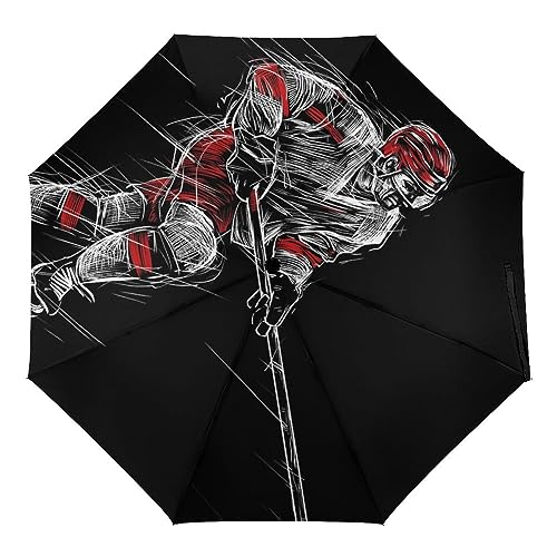 ORENZ Automatischer Regenschirm Eishockey Faltbare Regenschirme Leichte Winddichte Regenschirme Tragbare Reiseschirme Schwarz mit Muster ORENZ Automatischer Regenschirm Eishockey Faltbare Regenschirme Leichte Winddichte Regenschirme Tragbare Reiseschirme Schwarz mit Muster von ORENZ