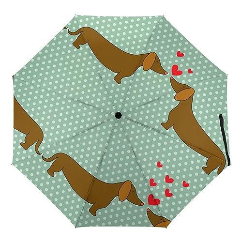 ORENZ Automatischer Regenschirm Polka Dot Dackel Hund Faltbare Regenschirme Leichte Winddichte Regenschirme Tragbare Reiseschirme ORENZ Automatischer Regenschirm Polka Dot Dackel Hund Faltbare Regenschirme Leichte Winddichte Regenschirme Tragbare Reiseschirme von ORENZ