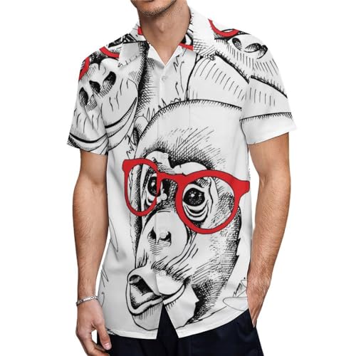 ORENZ Herrenhemd Mit Kurzen Ärmeln AFFE Button Down Hemden Für Männer von ORENZ