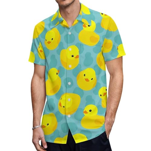 ORENZ Herrenhemd Mit Kurzen Ärmeln Enten-Muster Button Down Hemden Für Männer von ORENZ