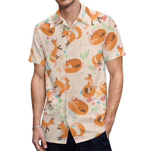 ORENZ Herrenhemd Mit Kurzen Ärmeln Fuchs Button Down Hemden Für Männer von ORENZ