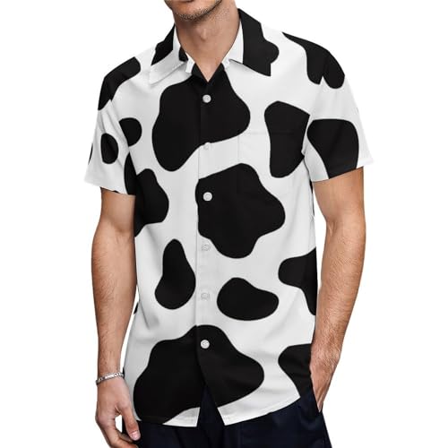 ORENZ Herrenhemd Mit Kurzen Ärmeln Kuh-Muster Button Down Hemden Für Männer von ORENZ