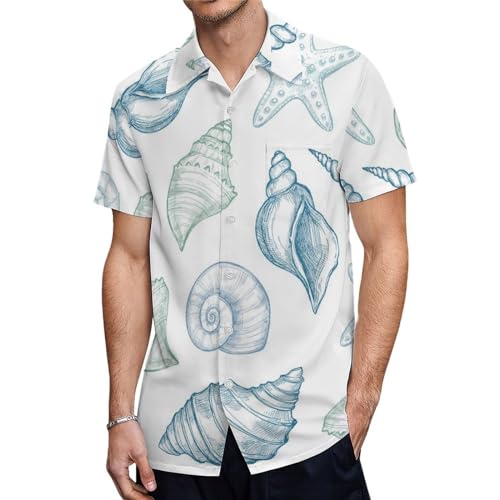 ORENZ Herrenhemd Mit Kurzen Ärmeln Muschel-Muster Button Down Hemden Für Männer von ORENZ