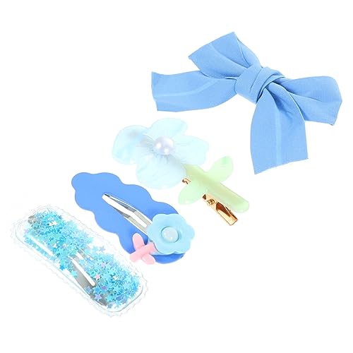 ORFOFE 4-teiliges Haarspangen-set Mit Schleife Aus Acryl Mit Blumen Und Stoff Für Mädchen Baby-haar-accessoires Für Prinzessinnen Haar-accessoire-set Bunte Schleifen-clips Für Jungen Und Mädchen von ORFOFE