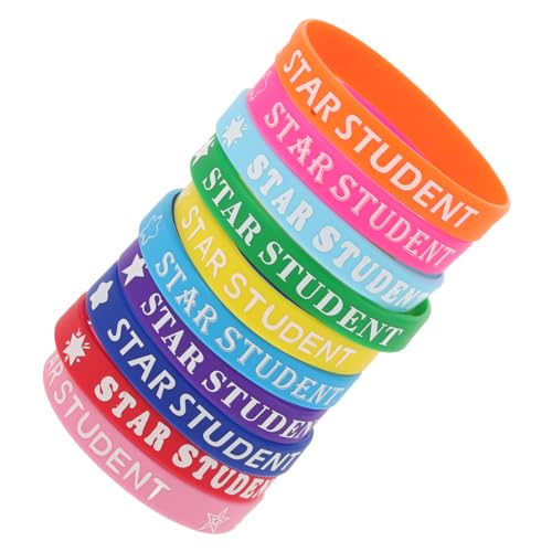 ORFOFE 10 Stück Teiliges Bunte Silikon Star Student Armbänder Farbenfrohe Belohnungsarmbänder für Motivierend Langlebig für Schulaktivitäten und Klassenzimmer Fördert Gemeinschaft und von ORFOFE
