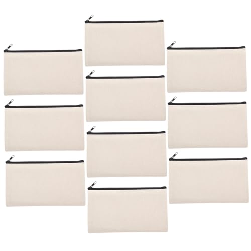 ORFOFE 10 Stück Teiliges Canvas Federmäppchen mit Reißverschluss Sublimationsfähige Blanko Stoffbeutel zum Bemalen DIY Make Up Tasche Praktische Kosmetiktasche für Reisen und Schule von ORFOFE