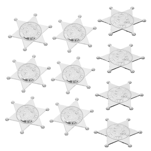 ORFOFE 10 Stück Teiliges Cosplay Pins Langlebige Silberne Party Deko Wiederverwendbares Kostümzubehör für Karneval Geburtstag Bühnenauftritte Sichere und Detailreiche Polizeimarken von ORFOFE