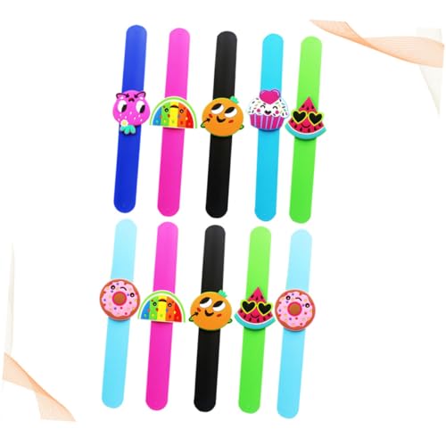 ORFOFE 10 Stück Teiliges Silikon Slap Armband Bunte Obst motive Hautfreundlich und Geruchlos Flexibel und Bequem Verstellbare für Jungen und Mädchen Partyzubehör von ORFOFE