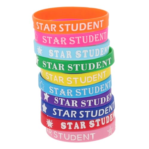 ORFOFE 10 Stück Teiliges Silikonarmband Bunte Stern Belohnungsschmuck für Schüler Schulveranstaltungen Motivierend Modisch für Mädchen Jungen ORFOFE 10 Stück Teiliges Silikonarmband Bunte Stern Belohnungsschmuck für Schüler Schulveranstaltungen Motivierend Modisch für Mädchen Jungen von ORFOFE