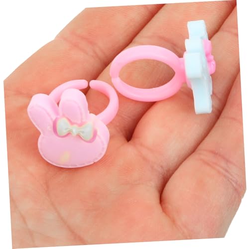 ORFOFE 100 Stück Teiliges Verstellbare Bunte Kinderringe für Mädchen Ab Jahren Niedliche Cartoon designs aus Resin und Kunststoff und Geschenk für Party Verkleidung und Geburtstag von ORFOFE