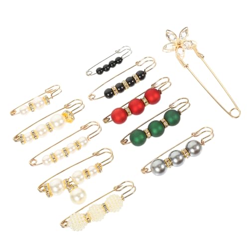 ORFOFE 11 Stück Teiliges Broschen Künstlichen Perlen Dekorative Sicherheitsnadeln zum Taillieren von Hosen und Kleidern Stilvolle Anstecknadeln für Damenkleidung Vielseitig Verwendbar von ORFOFE