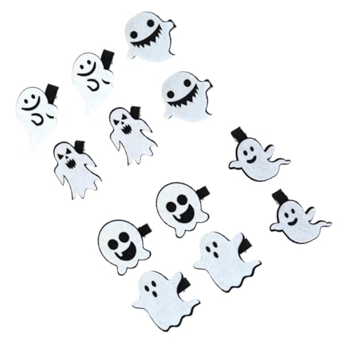 ORFOFE 12 Stück Halloween Haarklammern Geist Motiv Cartoon Haarspangen Schwarz Stil Sicherer Filzbezug Leicht und Bequem Festliche Accessoires für Mädchen Party von ORFOFE