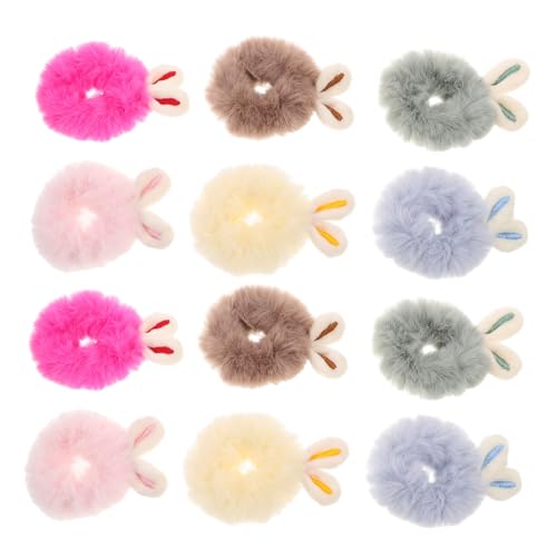 ORFOFE 12 Stück Teiliges Flauschige Kaninchenohr Haargummis für Mädchen Bunte Weiche Plüsch haarbänder Elastisch Sanft zu Kinderhaar Zuverlässiger Halt für Kleinkinder und Junge Mädchen von ORFOFE