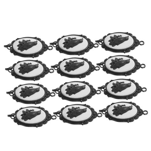 ORFOFE 12 Stück Teiliges Halloween Anhänger Legierung Anhänger mit Krähenmuster Ovaler Charme für DIY Schmuckherstellung Geeignet für Halsketten Armbänder Basteln und Halloween Events von ORFOFE