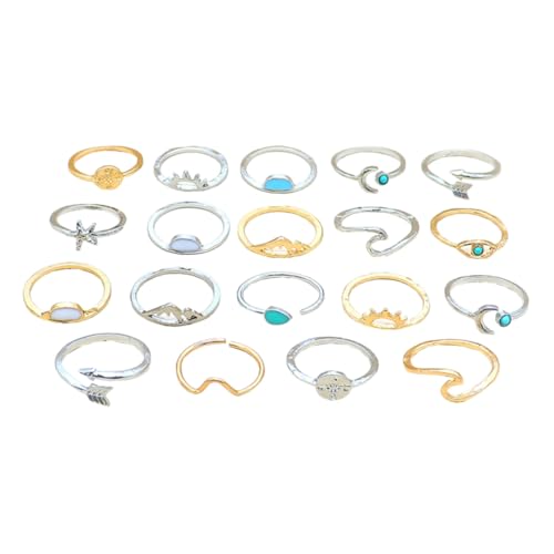 ORFOFE 19 Stück Teiliges Türkis fingerring Verstellbare Offene Metallringe mit Vintage design Robust und Langlebig Vielseitiger Schmuck für Teenager und Damen zu Besonderen Anlässen von ORFOFE