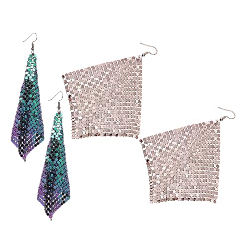 ORFOFE 2 Paar Leichte Lange Aluminium ohrringe mit Geometrischem Glitzertropfen und Funkelnden Pailletten Modische Statement baumelohrringe für Frauen Geeignet für Party Hochzeit und von ORFOFE