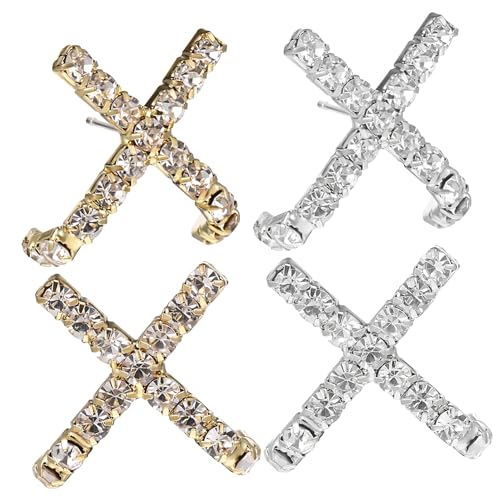 ORFOFE 2 Paare Elegante Damen Ohrstecker Kreuz Design mit Funkelnden Zirkonia Silbernadeln Langlebig Passend für Party Date und Besondere Anlässe von ORFOFE