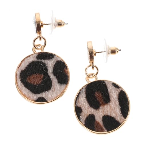 ORFOFE 2 STÜCK Leopardenmuster Ohrstecker Set Plüsch Geometrisch Runde Form Vintage Ethnisch Stil Damen Schmuck Teiliges Runde Ohrringe für Frauen und Mädchen von ORFOFE