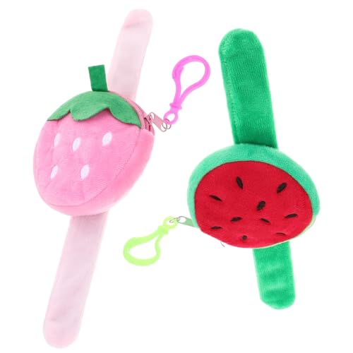 ORFOFE 2 Stck Teiliges Obst Slap armband mit Erdbeer Wassermelonen motiv Weiche Plüsch bänder Kinderfreundlich Bequem Lustiges und Modisches Accessoire für Mädchen und Jungen von ORFOFE