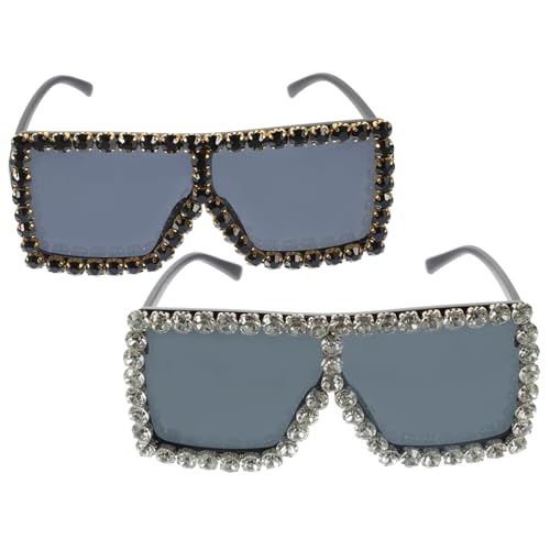 ORFOFE 2 Stck. Quadratische Damen Sonnenbrillen Modische Party Sonnenbrille mit Robustem Rahmen Leichte Uv-schutz Brillen für Festivals Urlaub Streetstyle und Dekorative Anlässe von ORFOFE