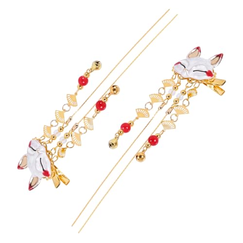 ORFOFE 2 Stück Chinesische Haarklammern aus Langlebiger Legierung mit Vintage Quasten und Niedlichem Fuchsmotiv Handgefertigte Haarspangen im Traditionellen Stil für Zufällige Farbe von ORFOFE