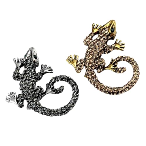 ORFOFE 2 Stück Eidechsen Brosche aus Legiertem Modische Anstecknadel für Damen Rostfrei Vielseitige Kleidung Dekoration Einfach zu Tragen Elegantes Design in Bronze und Silberoptik von ORFOFE