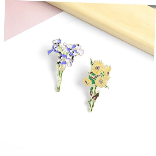 ORFOFE 2 Stück Elegante Blumenbroschen Anstecknadeln Sonnenblume und Schwertlilie für Damen Schmuck Geschenk Geburtstag Weihnachten Modisch Robust mit Sicherem Verschluss für Alltag und von ORFOFE