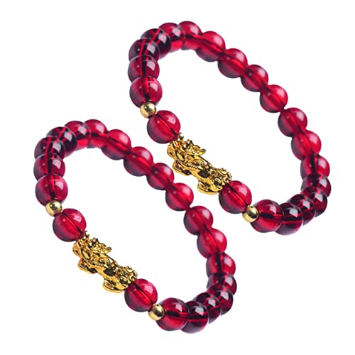 ORFOFE 2 Stück Ethnisches Damen Armband Perlen Weinrot Schmuck Wrist Jewelry für Alltag und von ORFOFE