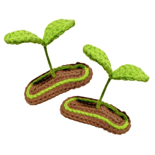 ORFOFE 2 Stück Gestrickte Haarspangen im Pflanzensprossen Design süßes kleines Haaraccessoire in Grasgrün für Damen und Mädchen vielseitig und angenehm zu tragen 2 Stück von ORFOFE