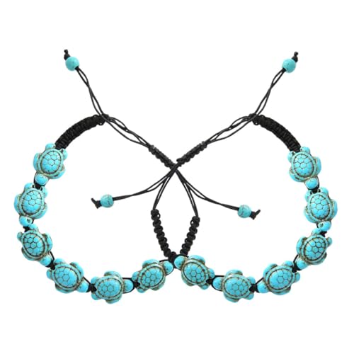ORFOFE 2 Stück Handgefertigtes Schildkröten-armbänder aus Geflochtenem Türkis Modisches Unisex-wrist Jewelry Einzigartiges Geschenk Verspieltes Design Vielseitiges Schmuck-accessoire für von ORFOFE