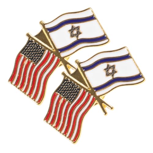 ORFOFE 2 Stück Israel und Usa Nationalflagge Metallbrosche Anstecknadel für Kleidung Modisch Elegant Vielseitig Tragbar für Schals Kleider Pullover von ORFOFE
