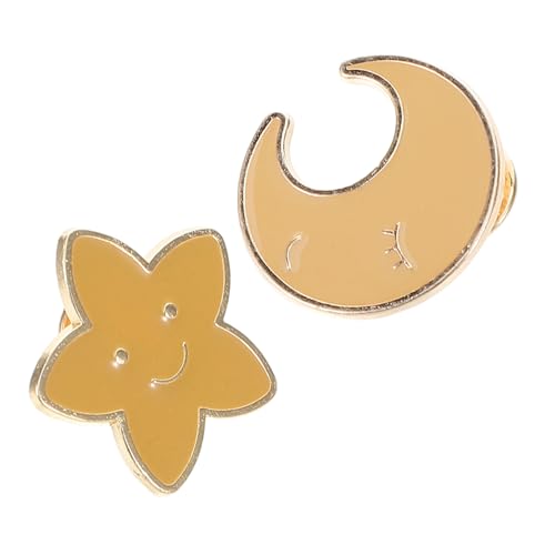 ORFOFE 2 Stück Japanische Emaille Broschen Mond Stern Niedliche Metall Anstecknadeln Vielseitig für Jacken Hüte Rucksäcke Sicherheitsnadeln mit Expositionsfunktion von ORFOFE