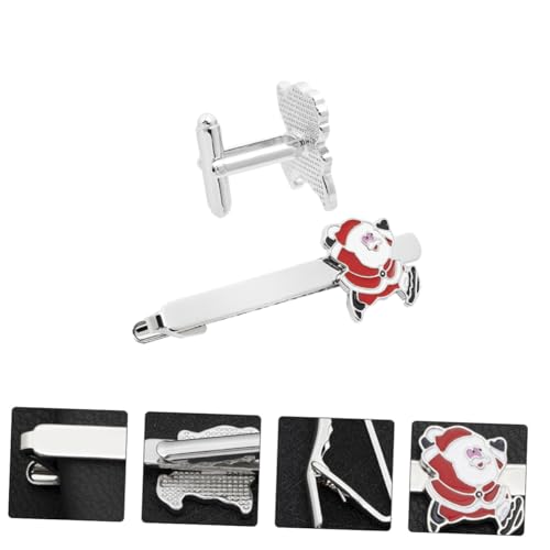 ORFOFE 2 Stück Mini Weihnachtskrawattenklammern Santa Claus Muster Teiliges Niedliche Leichte Klammern für Herrenanzüge Langlebige Party Accessoires Festliche Mode für Weihnachtsfeiern von ORFOFE