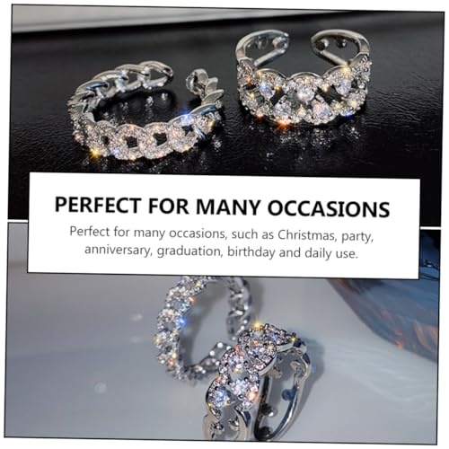 ORFOFE 2 Stück Modische Offene Zeigefingerringe Damenring mit Funkelnden Strasssteinen Verstellbar Eleganter Schmuck für Freundschaft und Geschenk von ORFOFE