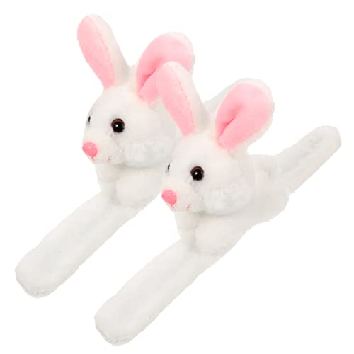 ORFOFE 2 Stück Plüsch Slap Armbänder Slap Band mit Niedlichem Hasenmotiv Flexible Kuscheltier Armbänder als Tier Motto Party Mitgebsel für Jungen und Mädchen von ORFOFE