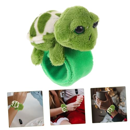 ORFOFE 2 Stück Plüsch Snap Armband Schildkröte Weiches Kuscheltier Schnapparmband Langlebig und Bequem Dekoratives Tierarmband für Party Giveaways und Kinderfest Grün von ORFOFE