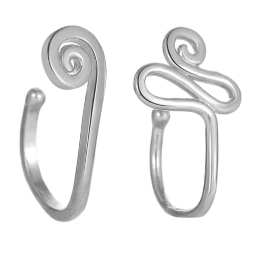 ORFOFE 2 Stück Punk U förmiger Fake Nasenring Snail Snake Form Verstellbar Allergiefreies Metall Nasenpiercing Schmuck für Damen und Herren von ORFOFE