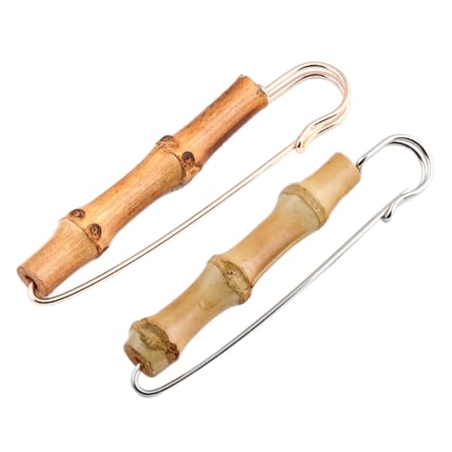 ORFOFE 2 Stück Retro Bambus brosche Unisex Anstecknadel im Joint design Natürliche Bambus optik Langlebige Anstecker für Business Suit Corsage Kreative Western Kleidung Zufällige Farbe von ORFOFE