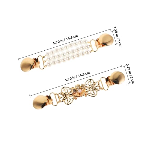 ORFOFE 2 Stück Retro Cardigan Collar Clips mit Faux Perlen Vielseitige Pullover Clips für Damen Dekorative Schal Kleidungsclips Modische Strickjacken Verschlüsse von ORFOFE