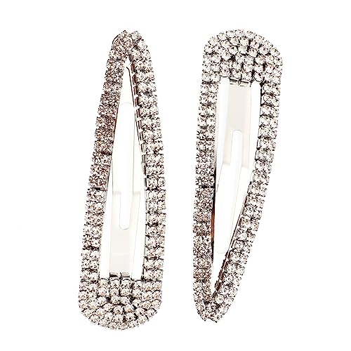 ORFOFE 2 Stück Rhinestone Haarklammern Metall Haarspangen mit Strasssteinen Glitzernde Snap Clips für Frauen Geeignet für Dickes und Dünnes Haar Haarschmuck Accessoires von ORFOFE