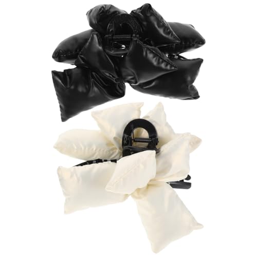 ORFOFE 2 Stück Schleifen Haarklammern Lederimitat Große Haarklammern für Damen Sicherer Halt Vielseitig für Büro und Sport Leichte Kompakte Haarspangen von ORFOFE