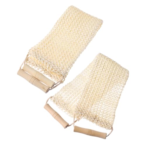 ORFOFE 2 Stück Sisal Peeling handtuch mit Holzgriff Ergonomisch Hautschonend Schnelltrocknend Vielseitig für Duschen Spa und Fitness Sanftes Körper Rückenpeeling für Erwachsene von ORFOFE