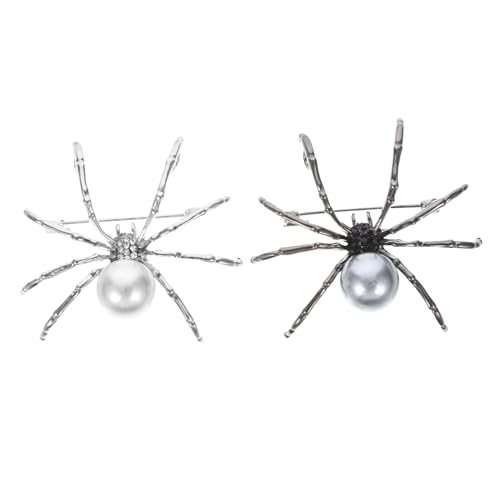 ORFOFE 2 Stück Spinnenbrosche Langlebigem Legierungsmetall mit Perlenbesatz Modisches Halloween Accessoire für Frauen und Mädchen Einfach an Kleidung zu Befestigen Einzigartiges von ORFOFE